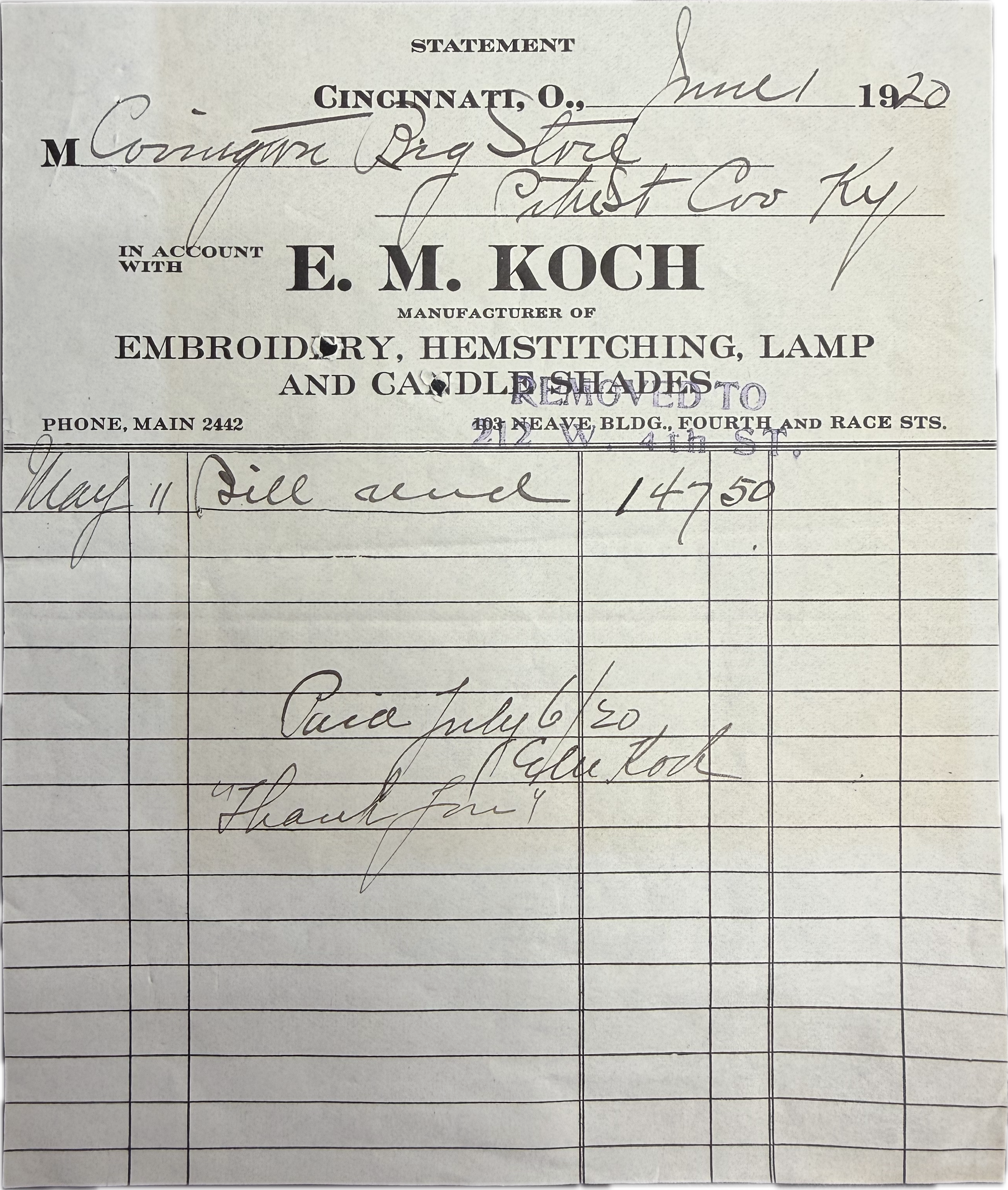 1920 INVOICE
